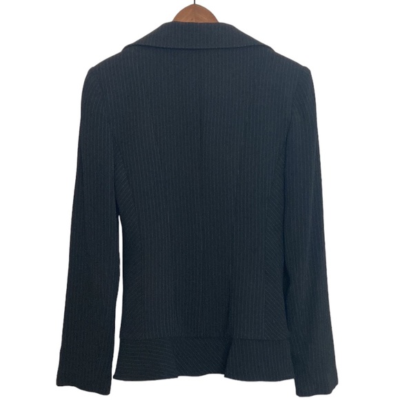 Ross Mayer Skirt Suit Womens 4 Black Pinstripe Blazer Pencil Skirt Ruffle - Picture 3 of 16